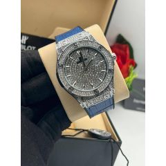 Hublot Rhinestones Leather Strap Wrist Watch