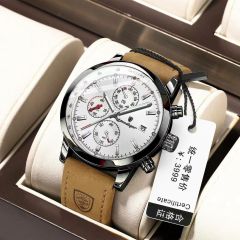 Poedagar Leather Waterproofs Strapped Wrist Watch