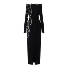 Beaded Long Sleeves Long Dress