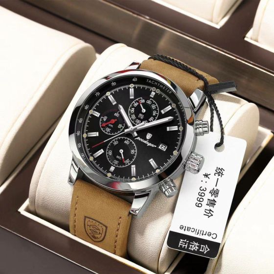 Poedagar Leather Waterproofs Strapped Wrist Watch