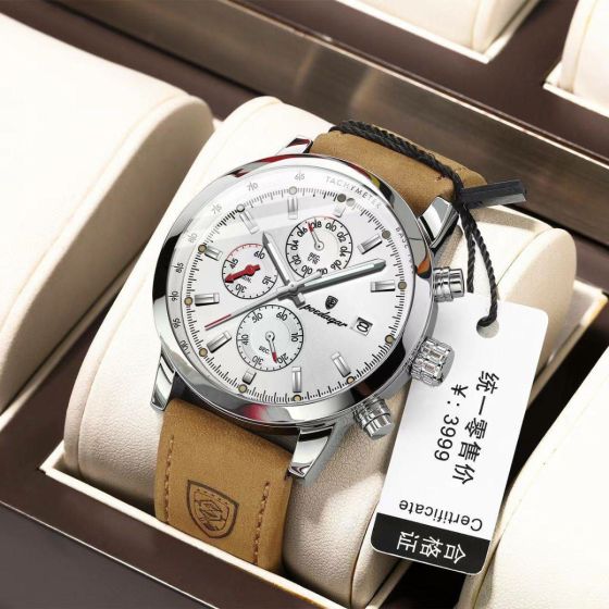 Poedagar Leather Waterproofs Strapped Wrist Watch