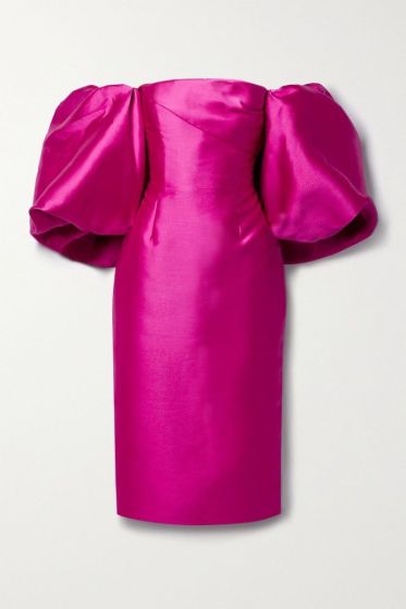 Satin Off Shoulder Exaggerated Sleeves