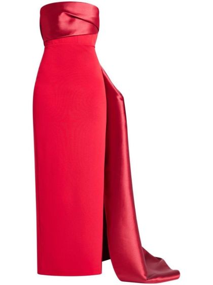 Crepe tube Long Drape Dress